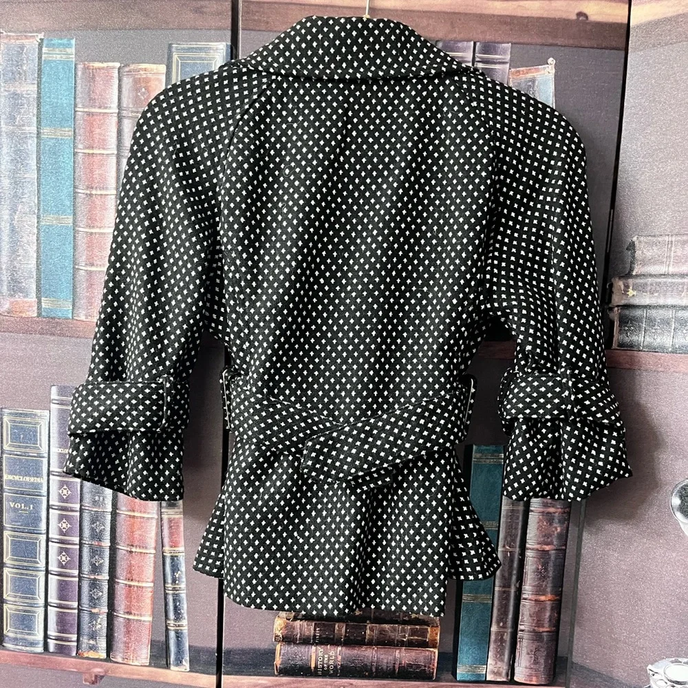 Y2K Forever 21 Black Polka Dot Blazer Size Large - Picture 2 of 15